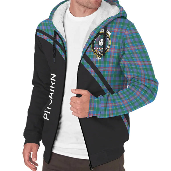 Scottish Pitcairn Clan Crest Tartan Curve Sherpa Hoodie