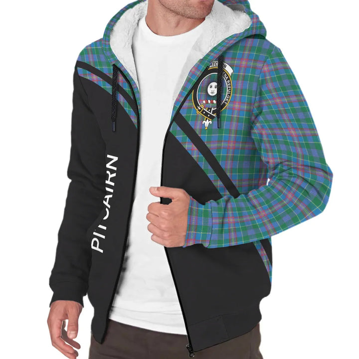 Scottish Pitcairn Clan Crest Tartan Curve Sherpa Hoodie