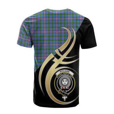 Scottish Pitcairn Hunting Clan Crest Tartan T-Shirt Believe in Me Back Side Tartan Plaid