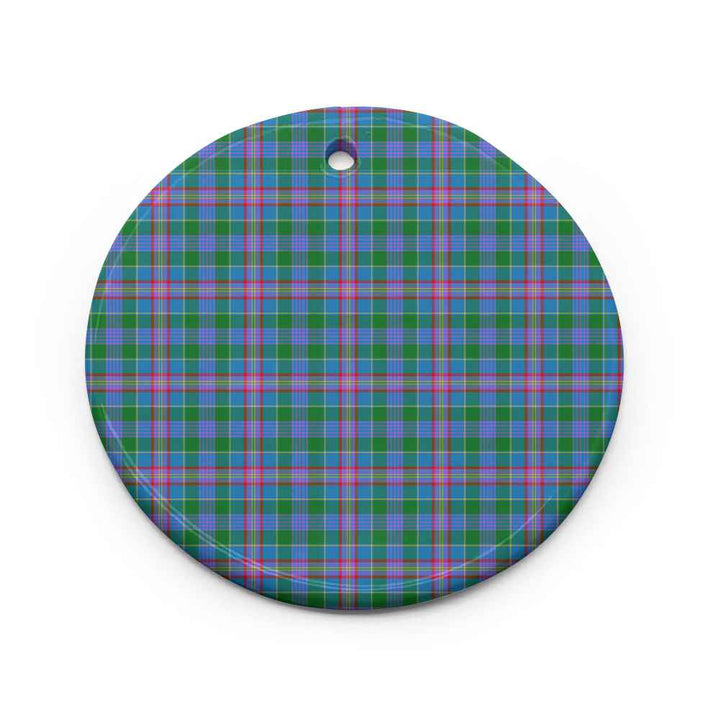 Scottish Pitcairn Hunting Clan Tartan Ceramic Ornament Circle Shape Tartan Plaid