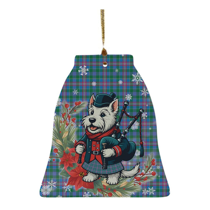 Scottish Pitcairn Hunting Clan Tartan Ceramic Ornament Cute Scottish Terrier Dog Bell Style Tartan Plaid