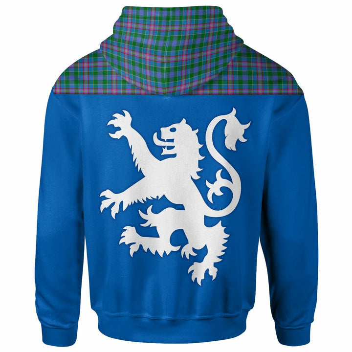 Scottish Pitcairn Hunting Clan Tartan Hoodie - Lion Rampant of Scotland With Flag back Side Tartan Plaid