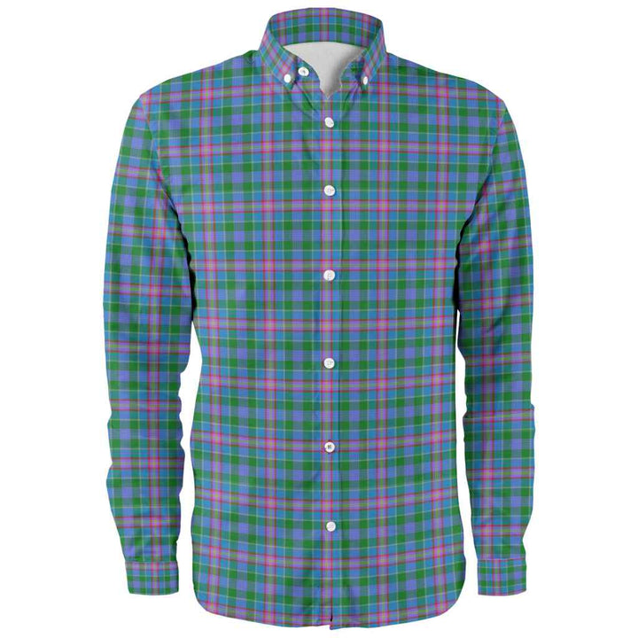 Scottish Pitcairn Hunting Clan Tartan Long Sleeve Shirt Front Side Tartan Plaid