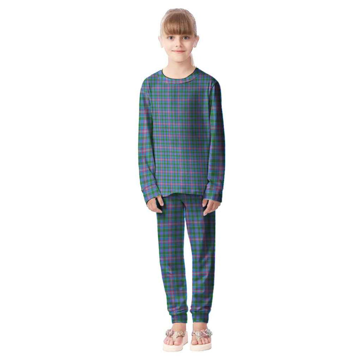 Scottish Pitcairn Hunting Clan Tartan Pajama Set Kid Front Side Tartan Plaid