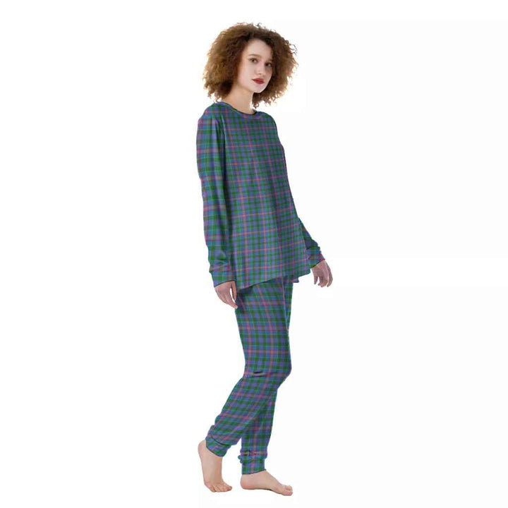 Scottish Pitcairn Hunting Clan Tartan Pajama Set Women Front Side Tartan Plaid