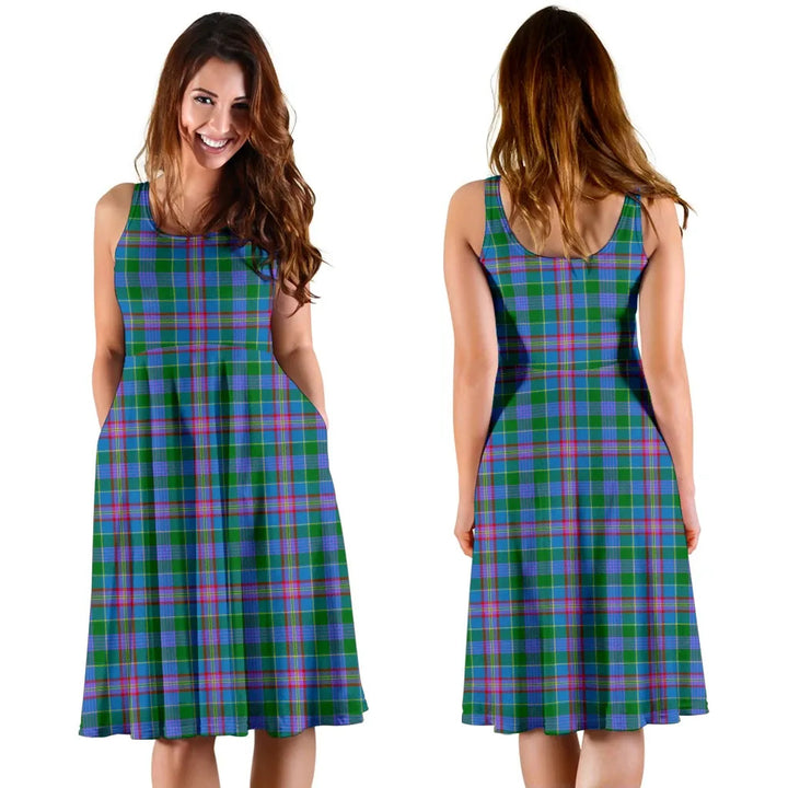 Scottish Pitcairn Hunting Clan Tartan Women Midi Dress