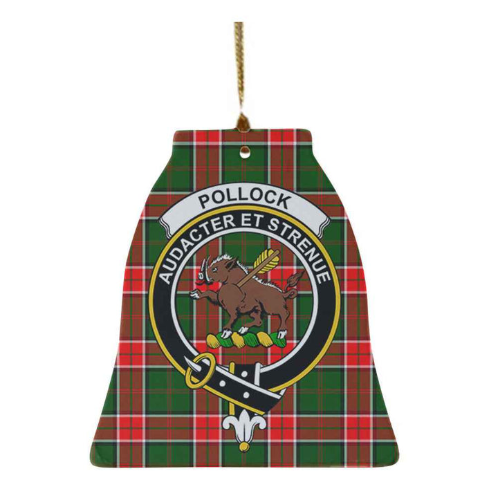 Scottish Pollock Clan Crest Tartan Ceramic Ornament Bell Shape Tartan Plaid