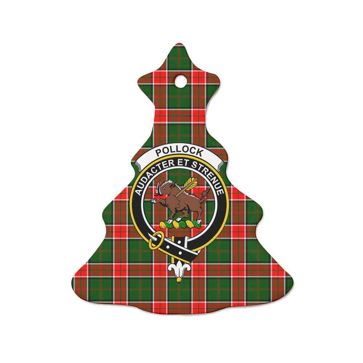 Scottish Pollock Clan Crest Tartan Ceramic Ornament Tree Shape Tartan Plaid