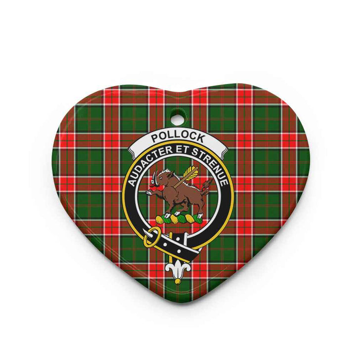Scottish Pollock Clan Crest Tartan Ceramic Ornament Heart Shape Tartan Plaid
