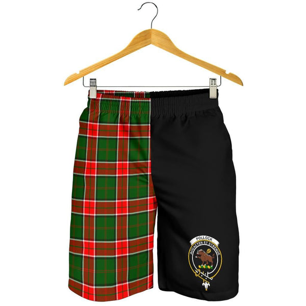 Scottish Pollock Clan Crest Tartan Half of Me Men's Shorts