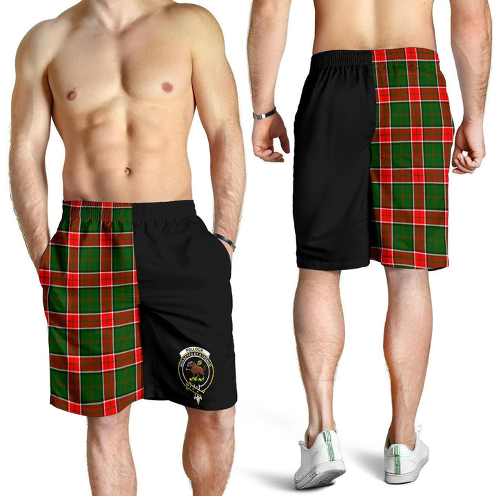 Scottish Pollock Clan Crest Tartan Half of Me Men's Shorts