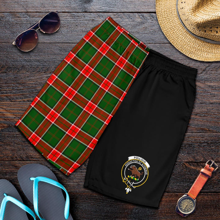 Scottish Pollock Clan Crest Tartan Half of Me Men's Shorts