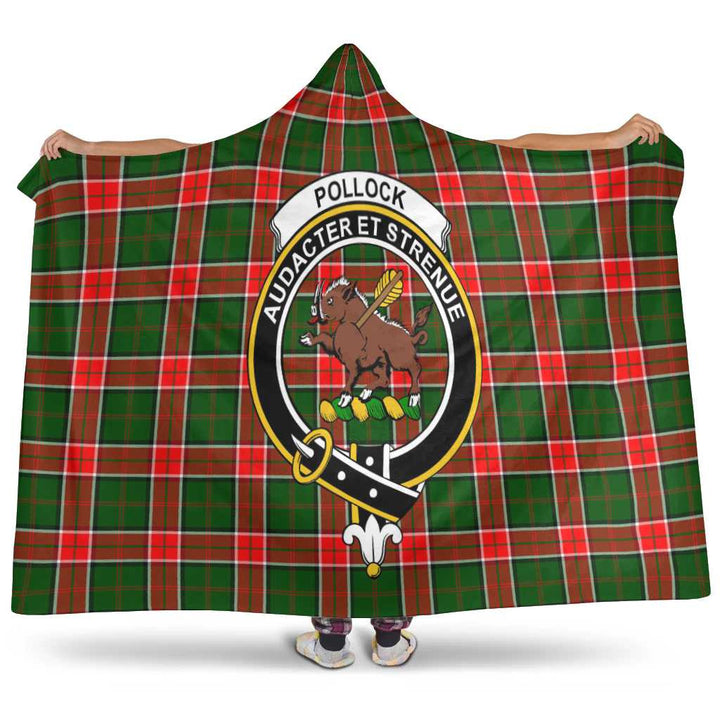 Scottish Pollock Clan Crest Tartan Hooded Blanket Tartan Plaid 1