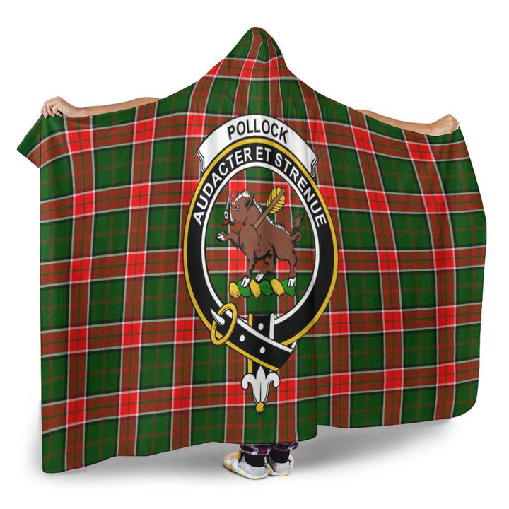 Scottish Pollock Clan Crest Tartan Hooded Blanket Tartan Plaid 2