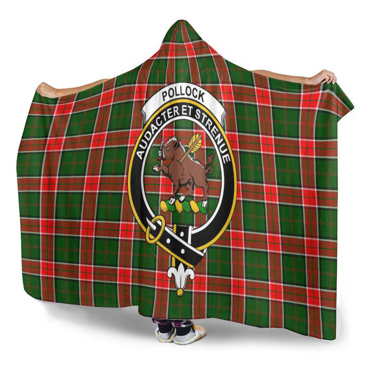 Scottish Pollock Clan Crest Tartan Hooded Blanket Tartan Plaid 3