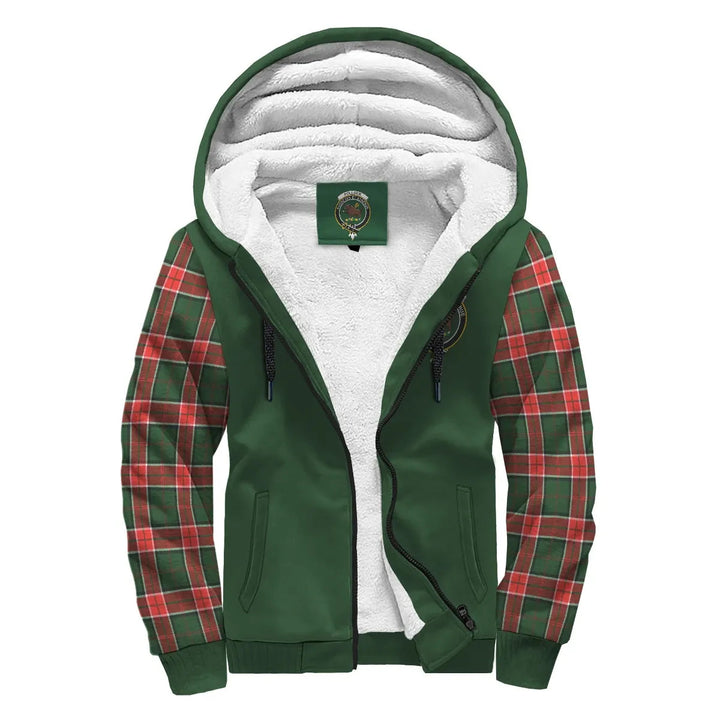 Scottish Pollock Clan Crest Tartan Plaid Sleeve Sherpa Hoodie