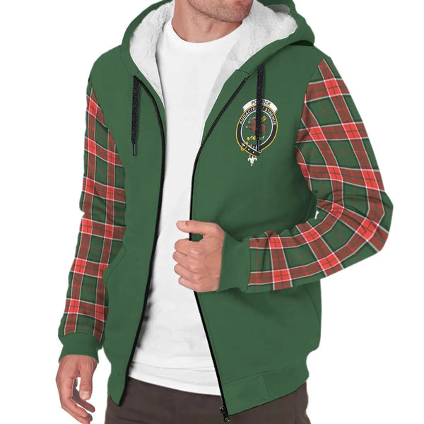 Scottish Pollock Clan Crest Tartan Plaid Sleeve Sherpa Hoodie