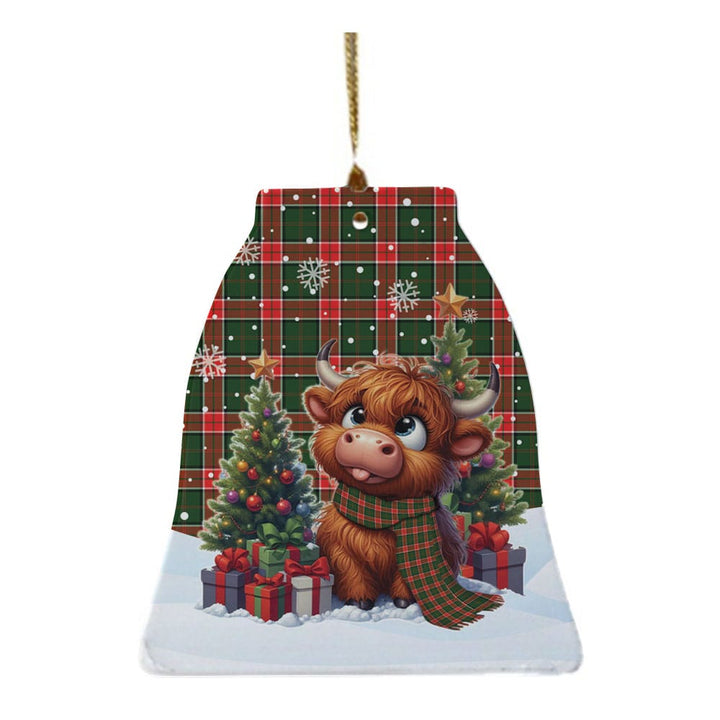Scottish Pollock Modern Clan Tartan Ceramic Ornament Cute Highland Cow Christmas Bell Style Tartan Plaid