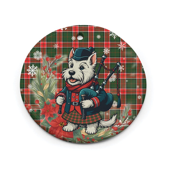 Scottish Pollock Modern Clan Tartan Ceramic Ornament Cute Scottish Terrier Dog Circle Style Tartan Plaid