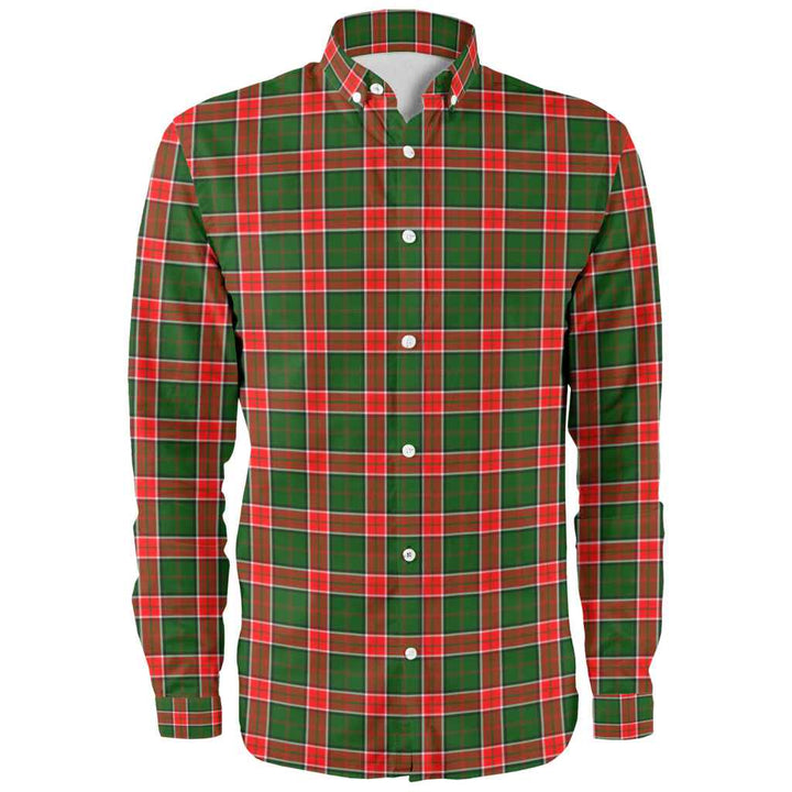 Scottish Pollock Modern Clan Tartan Long Sleeve Shirt Front Side Tartan Plaid