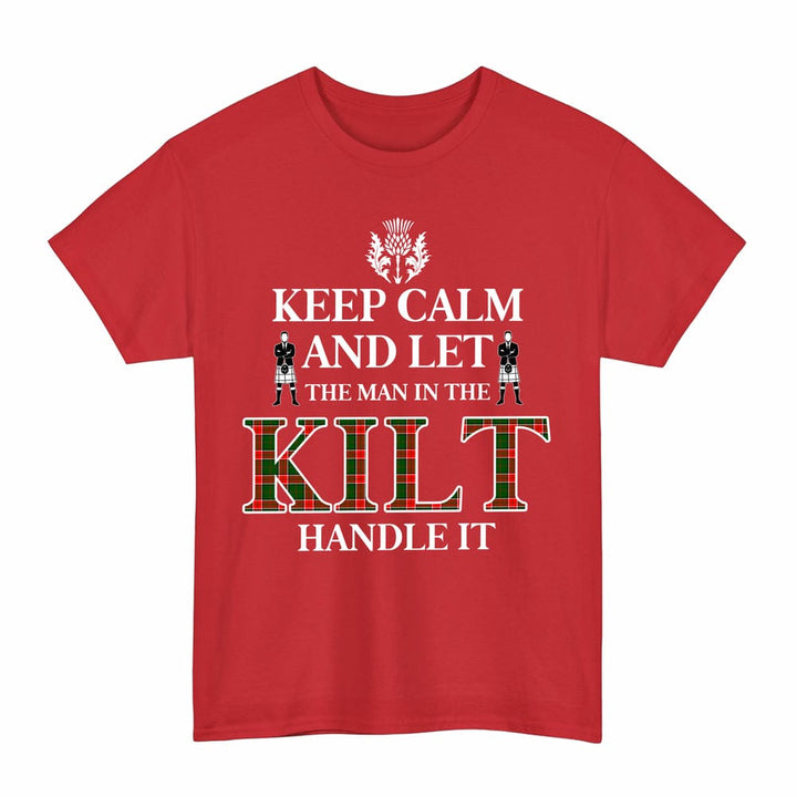 Scottish Pollock Modern Clan Tartan T-Shirt - Keep Calm Tartan Plaid Red Color