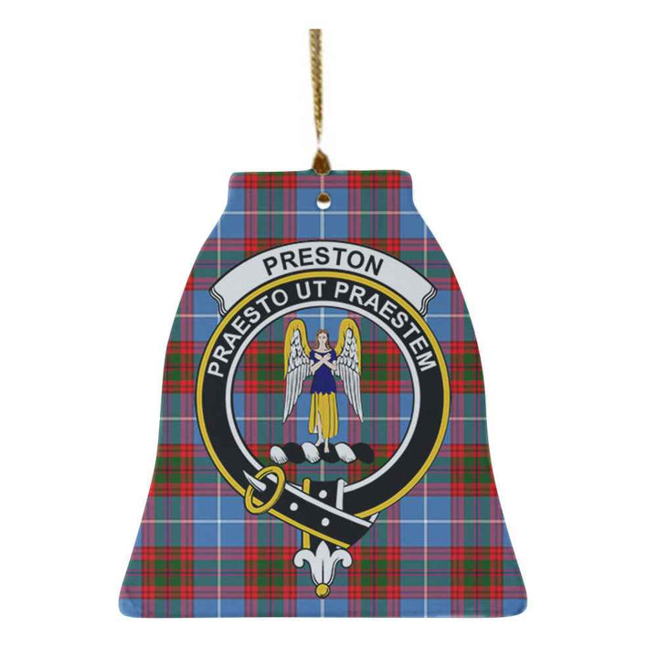 Scottish Preston Clan Crest Tartan Ceramic Ornament Bell Shape Tartan Plaid