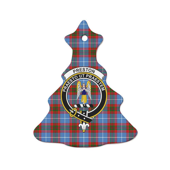Scottish Preston Clan Crest Tartan Ceramic Ornament Tree Shape Tartan Plaid