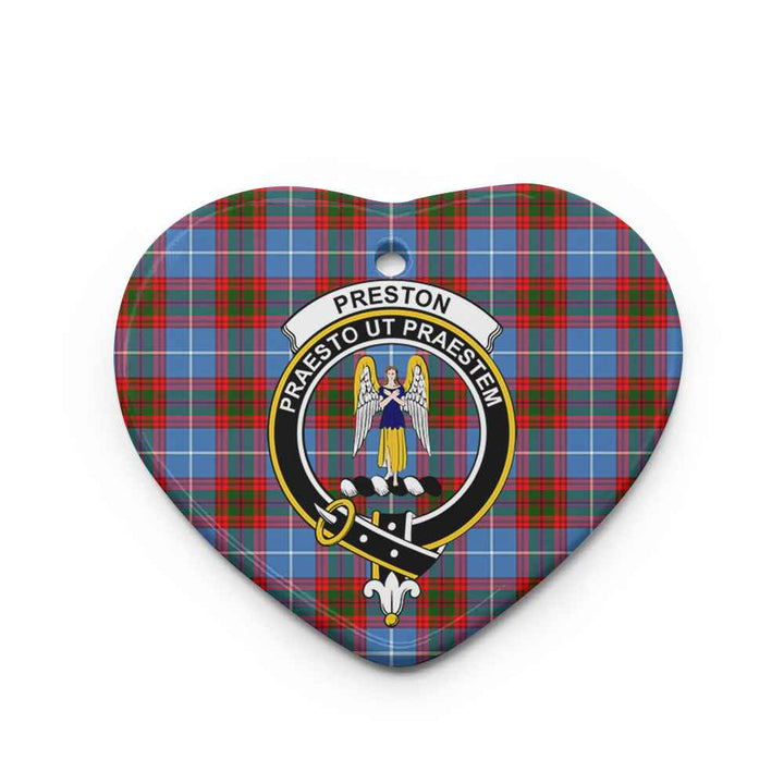 Scottish Preston Clan Crest Tartan Ceramic Ornament Heart Shape Tartan Plaid