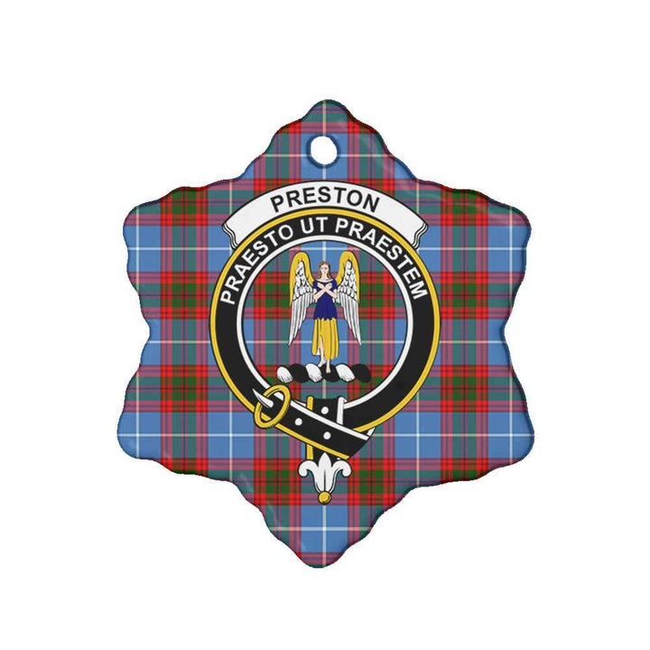 Scottish Preston Clan Crest Tartan Ceramic Ornament Snow Flake Shape Tartan Plaid