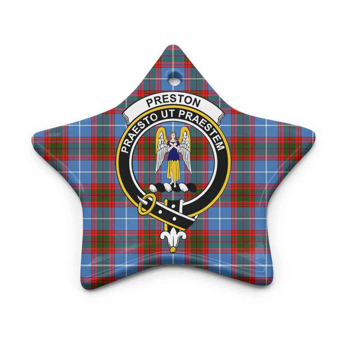 Scottish Preston Clan Crest Tartan Ceramic Ornament Star Shape Tartan Plaid