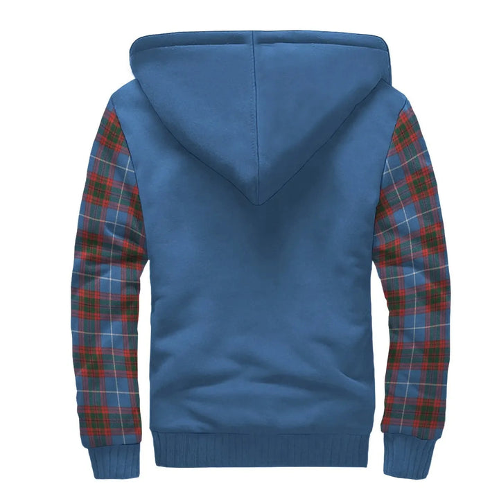 Scottish Preston Clan Crest Tartan Plaid Sleeve Sherpa Hoodie