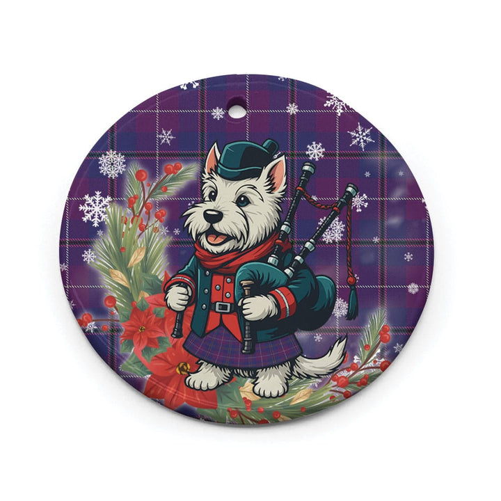 Scottish Pride of Glencoe Clan Tartan Ceramic Ornament Cute Scottish Terrier Dog Circle Style Tartan Plaid
