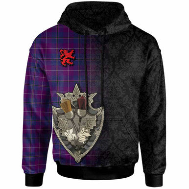 Scottish Pride of Glencoe Clan Tartan Hoodie - Half Thistle Flowers Celtic Design Front Side Tartan Plaid