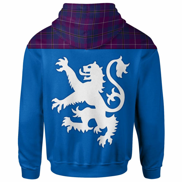 Scottish Pride of Glencoe Clan Tartan Hoodie - Lion Rampant of Scotland With Flag back Side Tartan Plaid