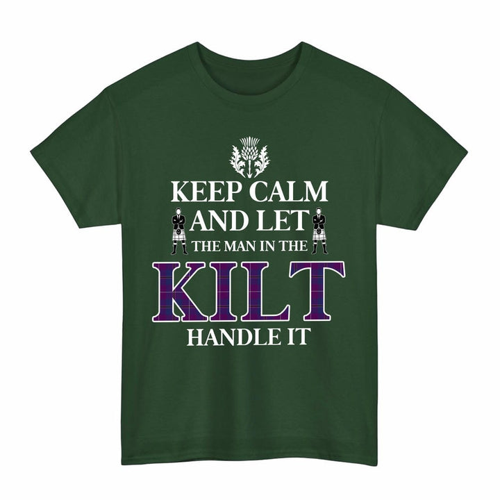 Scottish Pride of Glencoe Clan Tartan T-Shirt - Keep Calm Tartan Plaid Forest Green Color