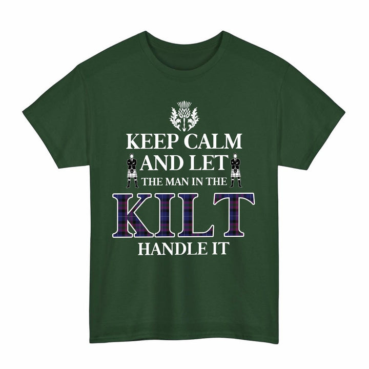 Scottish Pride of Scotland Clan Tartan T-Shirt - Keep Calm Tartan Plaid Forest Green Color