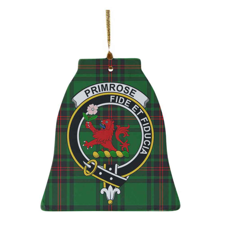 Scottish Primrose Clan Crest Tartan Ceramic Ornament Bell Shape Tartan Plaid