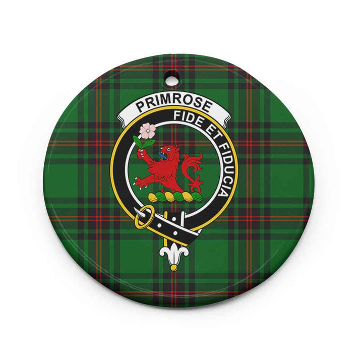 Scottish Primrose Clan Crest Tartan Ceramic Ornament Circle Shape Tartan Plaid