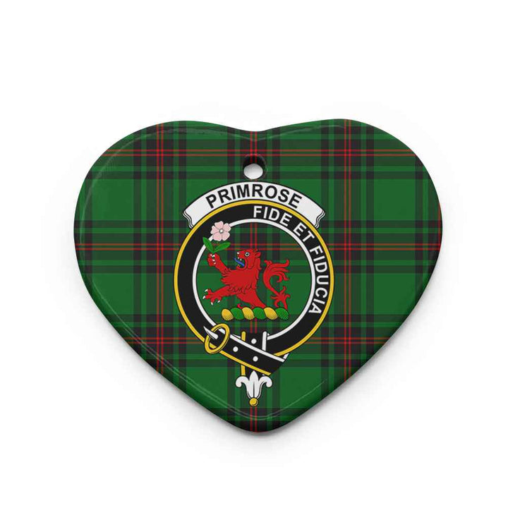 Scottish Primrose Clan Crest Tartan Ceramic Ornament Heart Shape Tartan Plaid