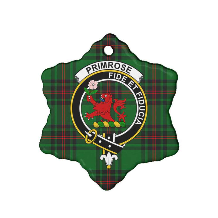 Scottish Primrose Clan Crest Tartan Ceramic Ornament Snow Flake Shape Tartan Plaid