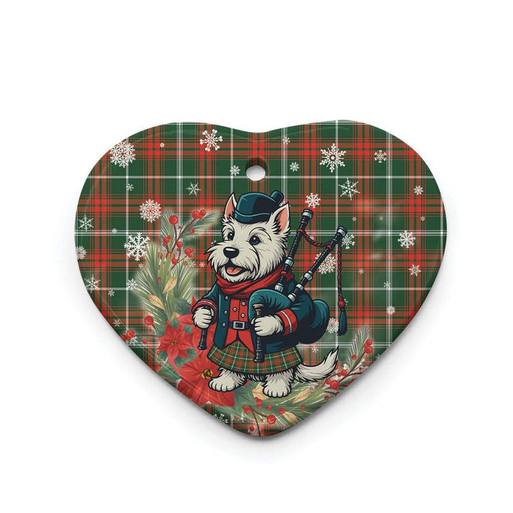 Scottish Prince of Wales Clan Tartan Ceramic Ornament Cute Scottish Terrier Dog Heart Style Tartan Plaid