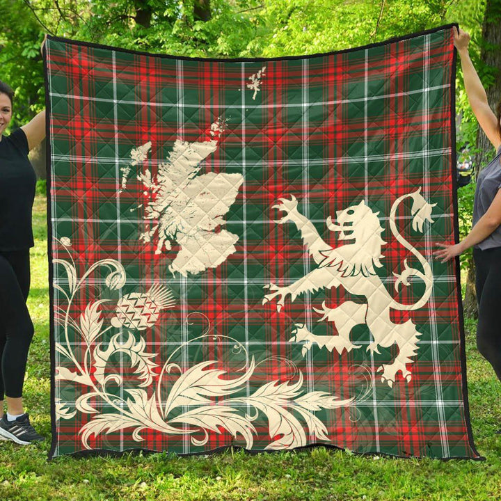 Scottish Prince of Wales Clan Tartan Quilt Rampant Lion with Thistle Tartan Plaid 1
