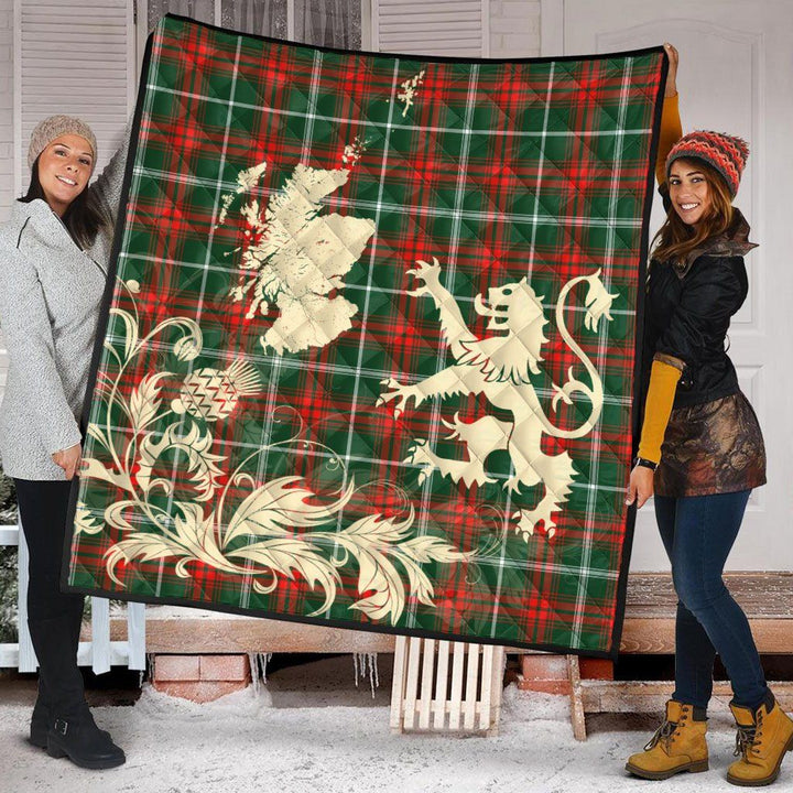 Scottish Prince of Wales Clan Tartan Quilt Rampant Lion with Thistle Tartan Plaid 2