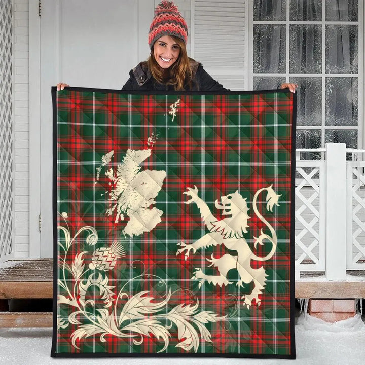 Scottish Prince of Wales Clan Tartan Quilt Rampant Lion with Thistle Tartan Plaid 3