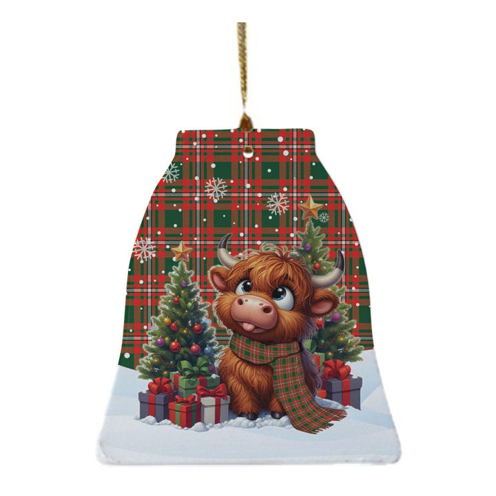Scottish Princess Margaret Clan Tartan Ceramic Ornament Cute Highland Cow Christmas Bell Style Tartan Plaid