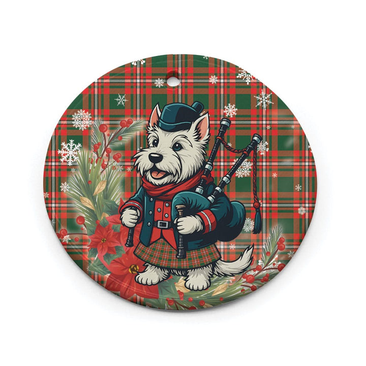 Scottish Princess Margaret Clan Tartan Ceramic Ornament Cute Scottish Terrier Dog Circle Style Tartan Plaid