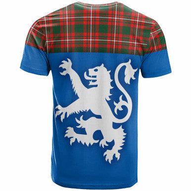 Scottish Princess Margaret Clan Tartan T-Shirt - Lion Rampant of Scotland With Flag Back Side Tartan Plaid
