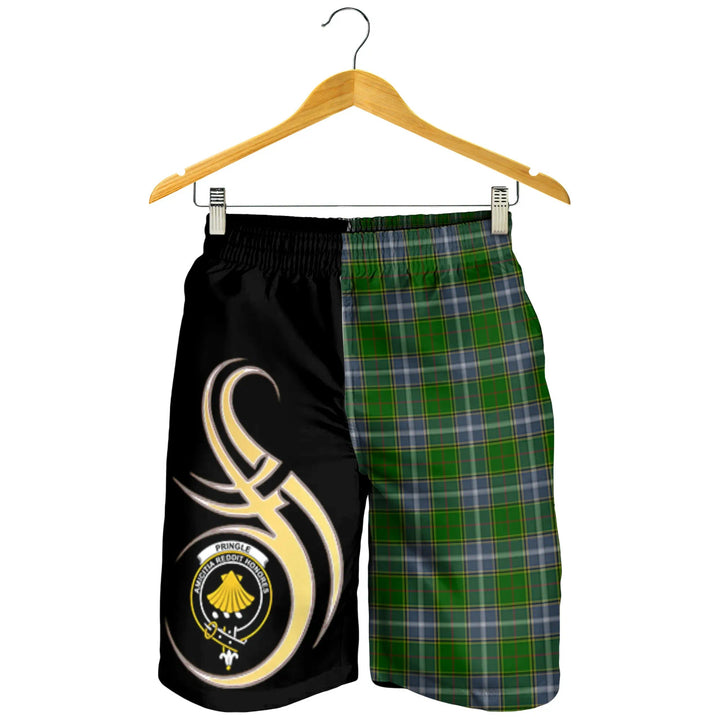 Scottish Pringle Clan Crest Tartan Believe in Me Men's Shorts