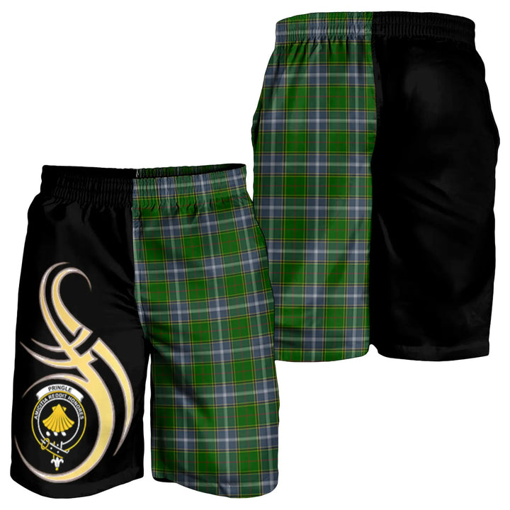 Scottish Pringle Clan Crest Tartan Believe in Me Men's Shorts