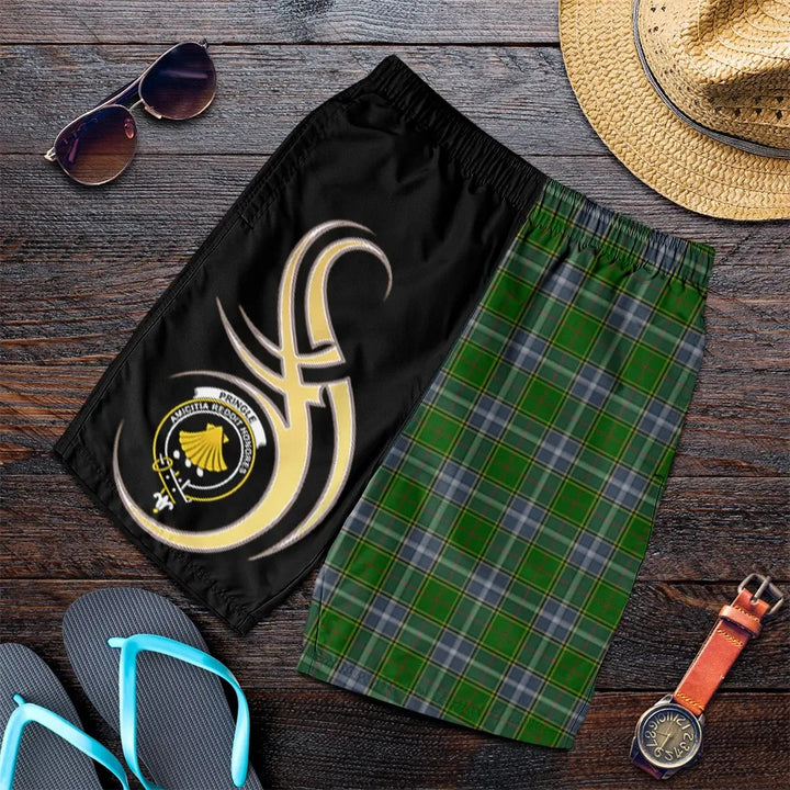 Scottish Pringle Clan Crest Tartan Believe in Me Men's Shorts